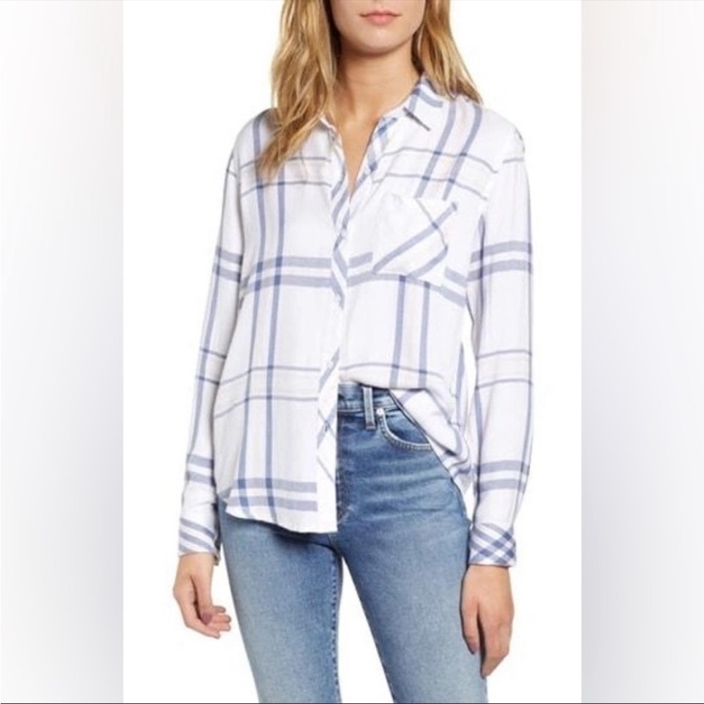 Rails Hunter Plaid Indigo Powder Blush Button Down Flannel
